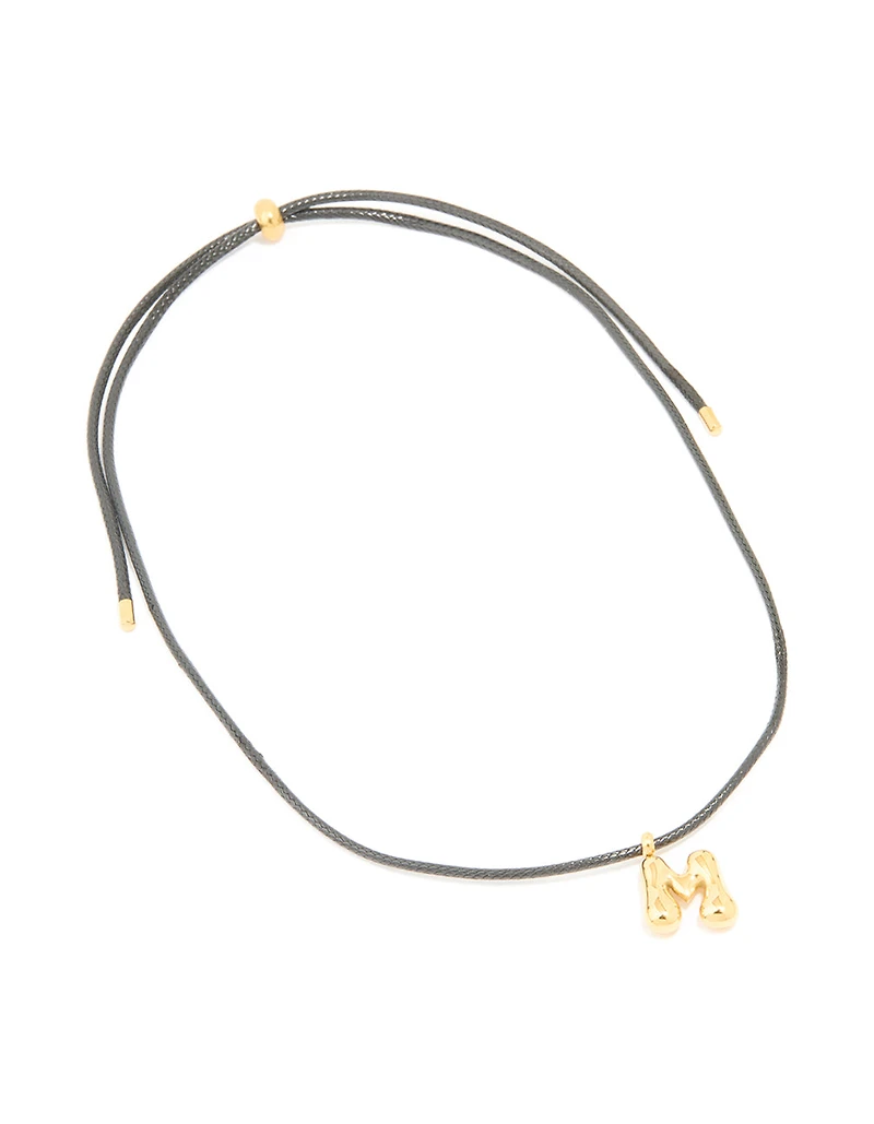 Collier imperméable en acier inoxydable plaqué or, grand collier à bulles en forme de lettre M