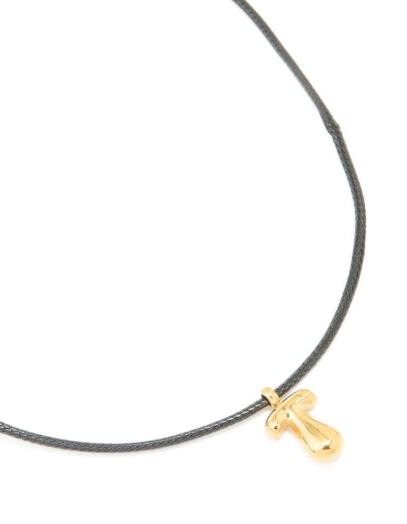 Waterproof Gold Plated Stainless Steel Large Bubble Letter T Cord Necklace