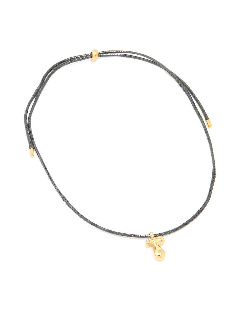 Waterproof Gold Plated Stainless Steel Large Bubble Letter T Cord Necklace