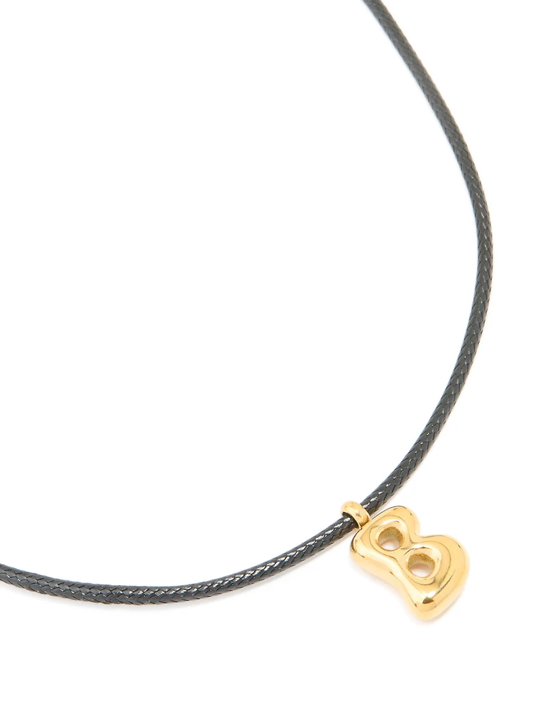 Collier imperméable en acier inoxydable plaqué or, grand cordon à bulles avec la lettre B