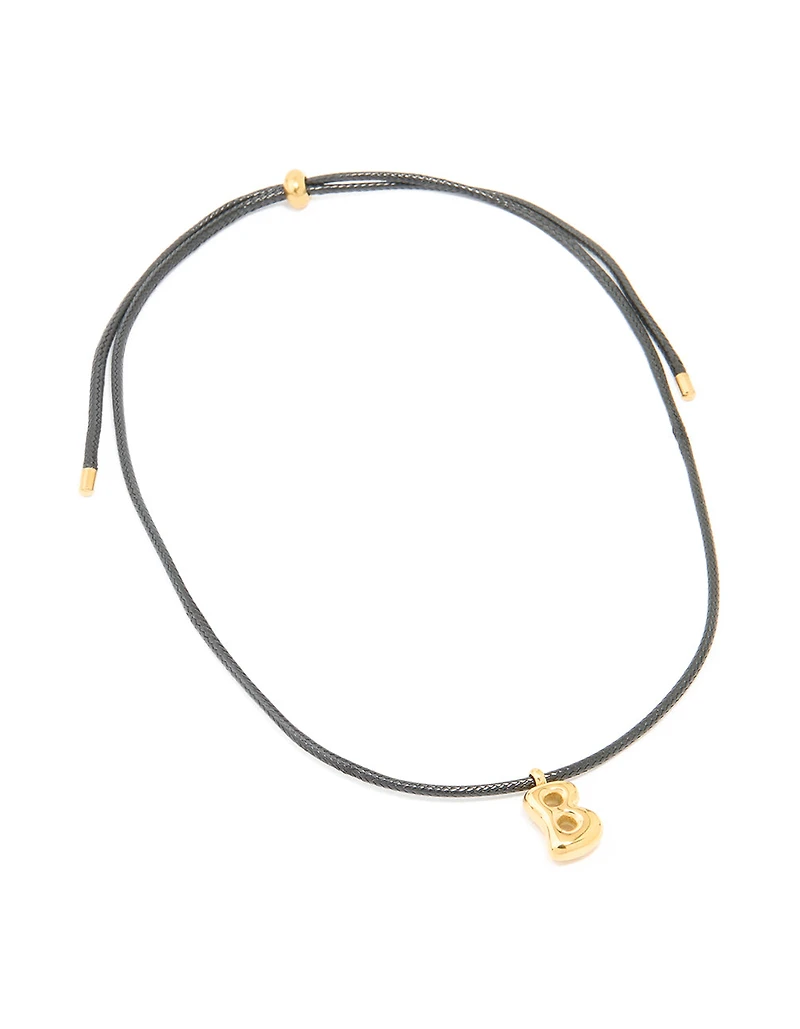 Collier imperméable en acier inoxydable plaqué or, grand cordon à bulles avec la lettre B