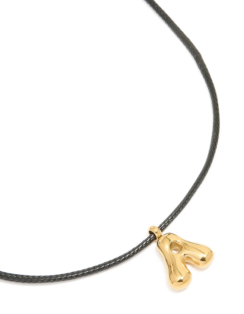 Collier imperméable en acier inoxydable plaqué or avec grande lettre à bulles A