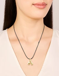 Waterproof Gold Plated Stainless Steel Large Bubble Letter A Cord Necklace