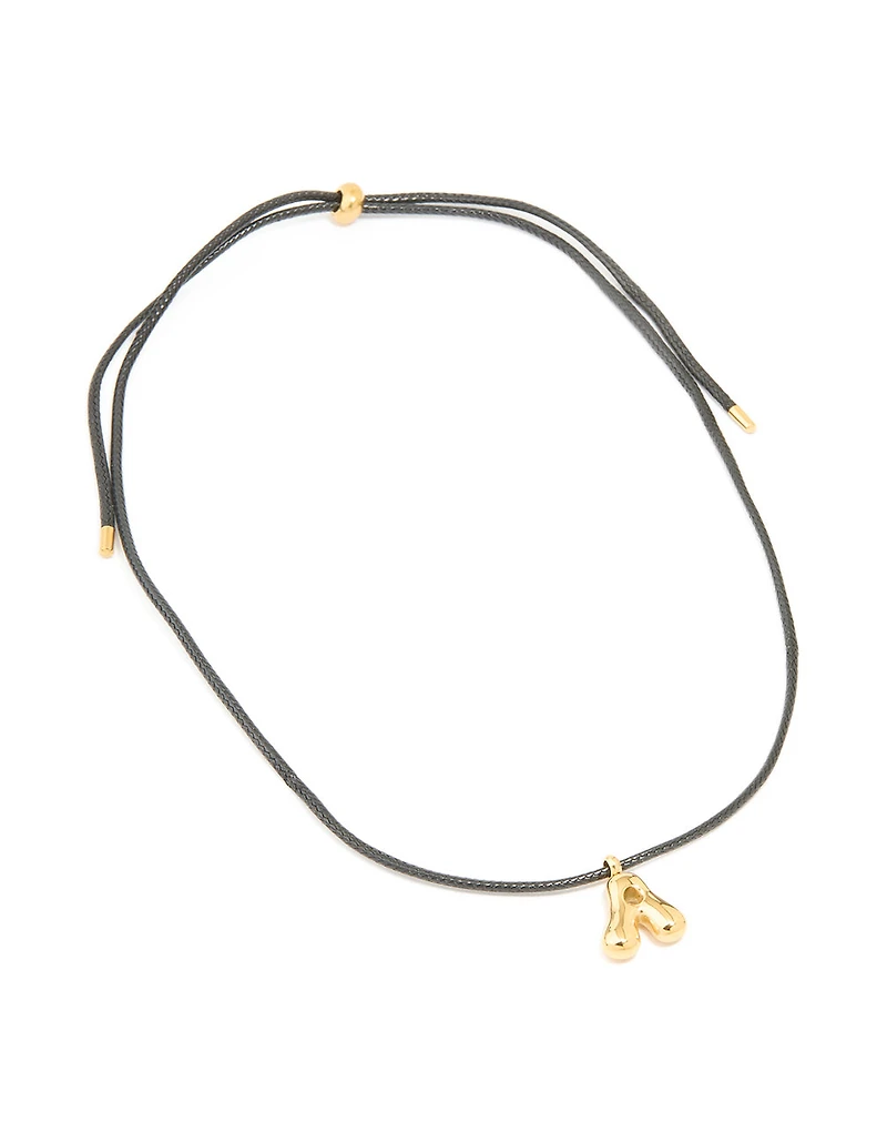 Collier imperméable en acier inoxydable plaqué or avec grande lettre à bulles A