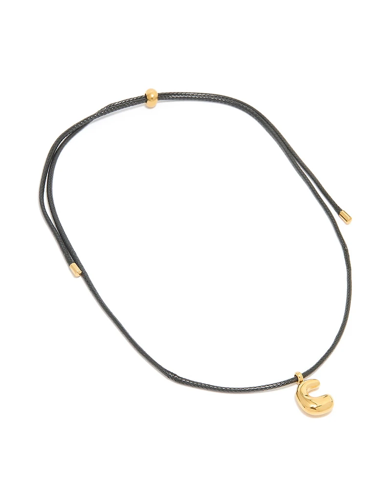 Collier imperméable en acier inoxydable plaqué or, grand cordon à bulles avec la lettre C