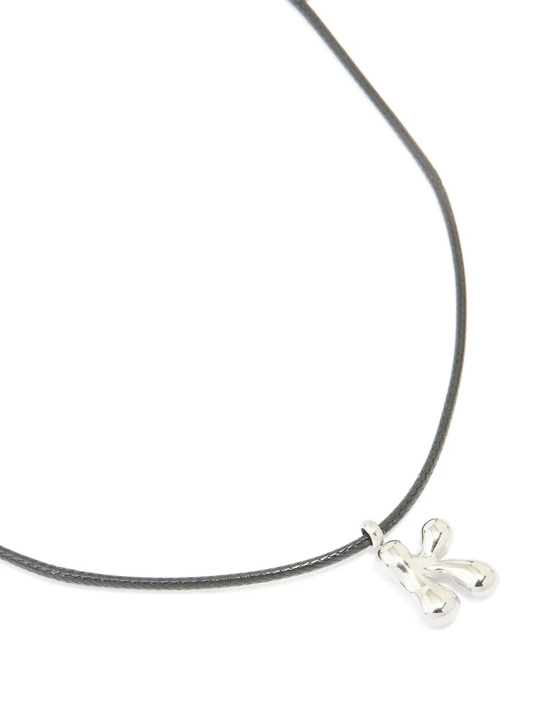 Collier imperméable en acier inoxydable, grand cordon à bulles avec la lettre K