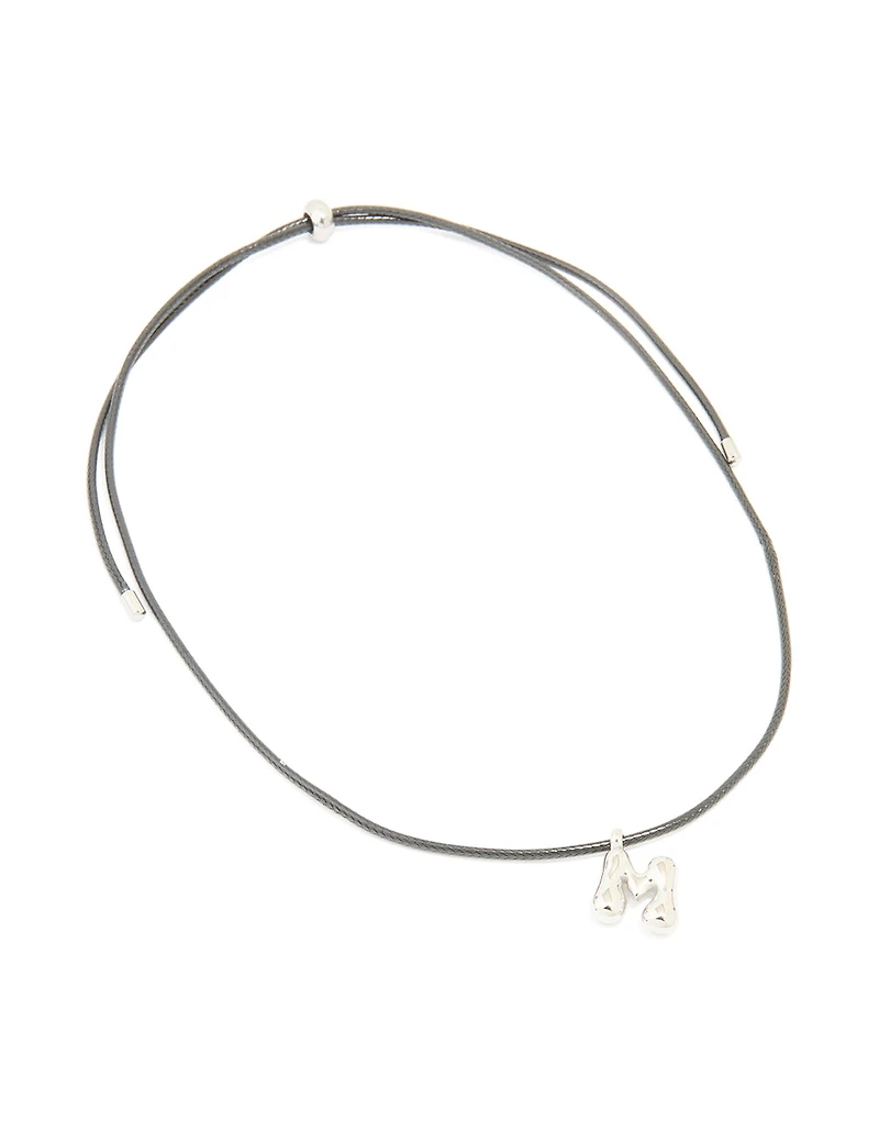 Collier de cordon en acier inoxydable imperméable avec une grande bulle lettre M