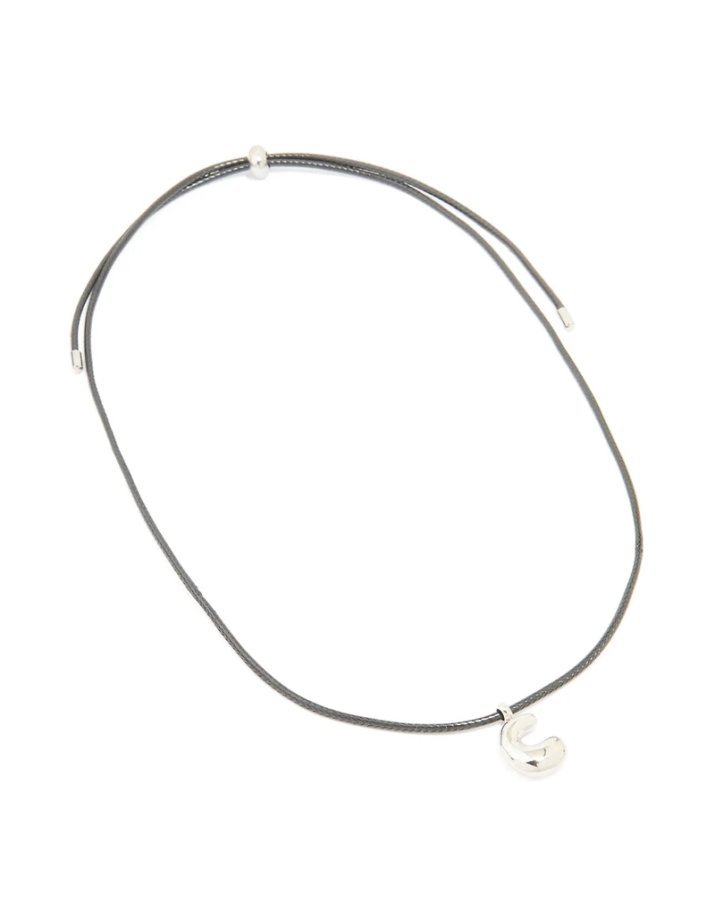 Collier imperméable en acier inoxydable, grand cordon à bulles avec la lettre C