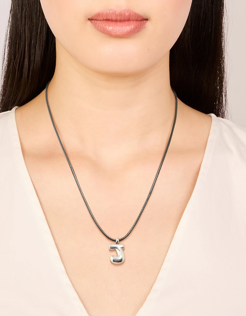Waterproof Stainless Steel Large Bubble Letter J Cord Necklace