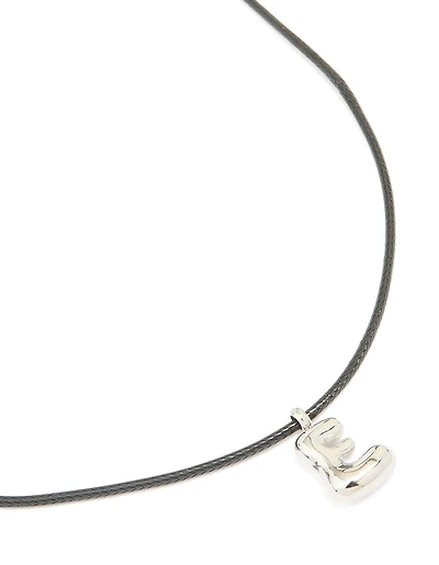 Waterproof Stainless Steel Large Bubble Letter E Cord Necklace