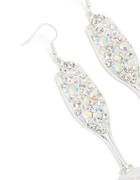 Boucles d’oreilles en verre de champagne pétillantes en argent Diamante