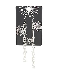 Silver Diamante Cheers B*tches Drop Earrings