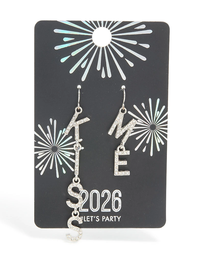 Silver Diamante Kiss Me Drop Earrings