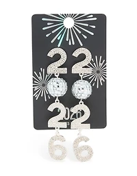 Silver Diamante 2026 Disco Ball Drop Earrings