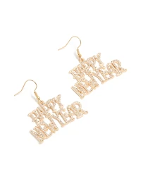 Boucles d’oreilles tombantes diamants dorées Joyeuse année