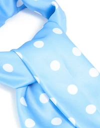 Blue & White Polka Dot Print Fabric Scarf