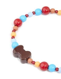 Porte-clés aux champignons perlés rouge-bleu et porte-clés à cœur