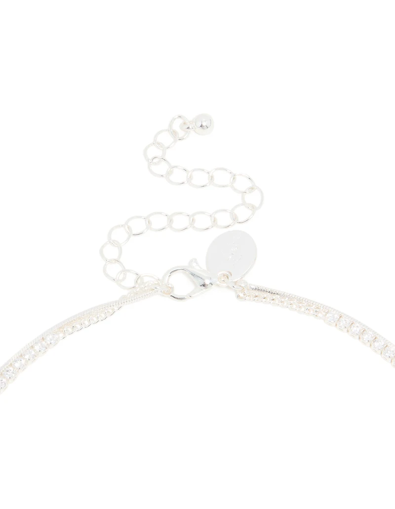 Chaîne en tasse cubique en zircone plaquée argent et collier en forme de serpent
