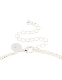 Silver Plated Cubic Zirconia Cup Chain & Drop Pendant ayered Necklace