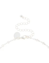 Silver Plated Cubic Zirconia Round Dainty Chain Necklace