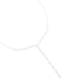 Silver Plated Cubic Zirconia Bezel Set Y-Necklace