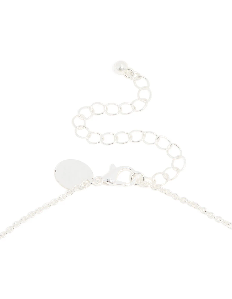 Silver Plated Cubic Zirconia Bezel Set Y-Necklace