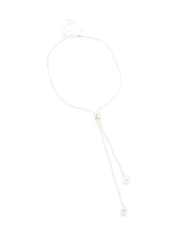 Silver Plated Pearl Twisted Chain Adjustable Toggle Necklace