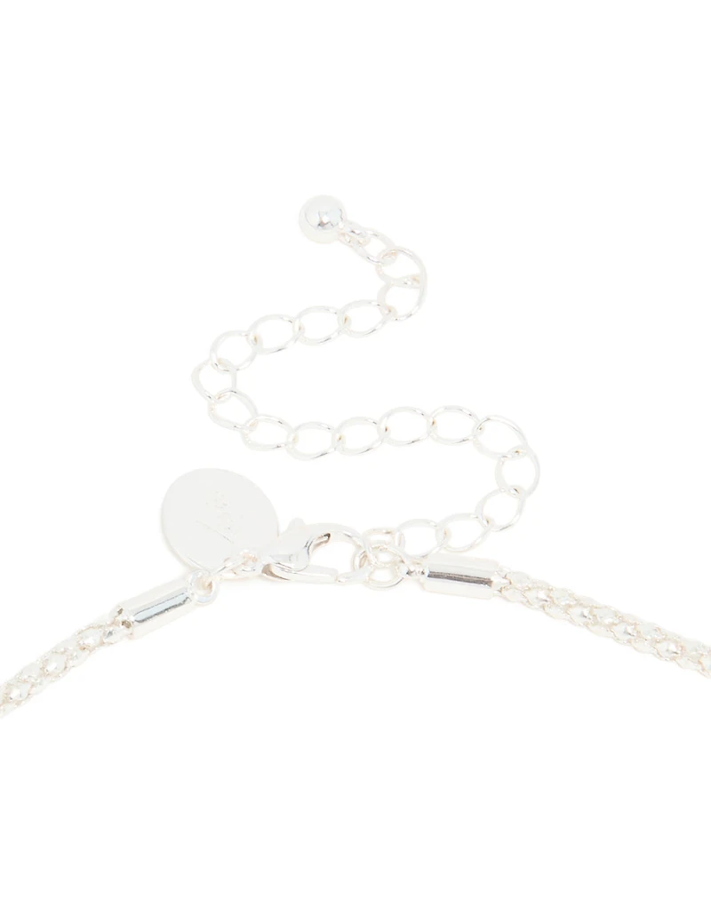 Silver Plated Pearl Twisted Chain Adjustable Toggle Necklace