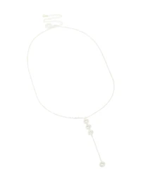 Silver Plated Cubic Zirconia Halo Round Trio Drop Necklace