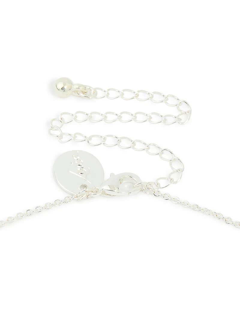 Silver Plated Cubic Zirconia Halo Round Trio Drop Necklace