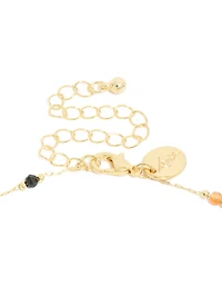 Gold Plated Multicoloured Semi Precious Stone Short Necklace