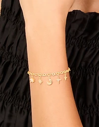 Bracelet à bascule en zirconie cubique plaqué or