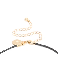 Gold Double Circle Layered Pendant Cord Necklace