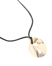 Gold Long Organic Pendant Cord Necklace