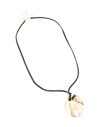 Gold Long Organic Pendant Cord Necklace