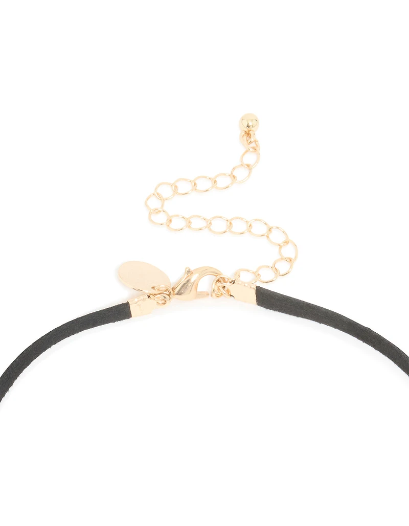 Gold Long Organic Pendant Cord Necklace