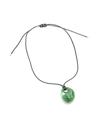 Green Acrylic Chunky Oval Pendant Cord Necklace