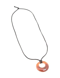 Brown Acrylic Dainty Circle Pendant Cord Necklace