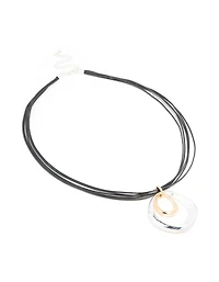 Mixed Metal Double Circle Pendant Necklace