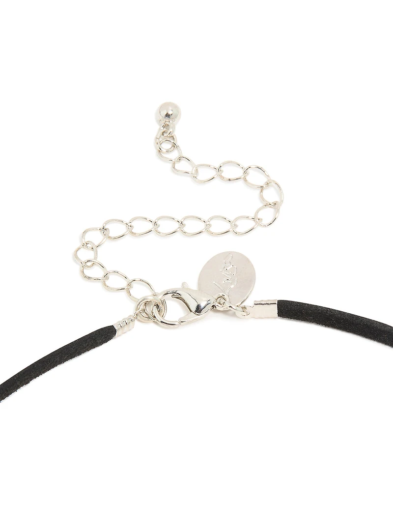 Silver Open Oval Pendant Cord Necklace