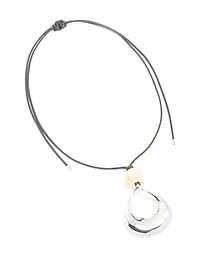 Collier à pendentif ouvert en argent et perles