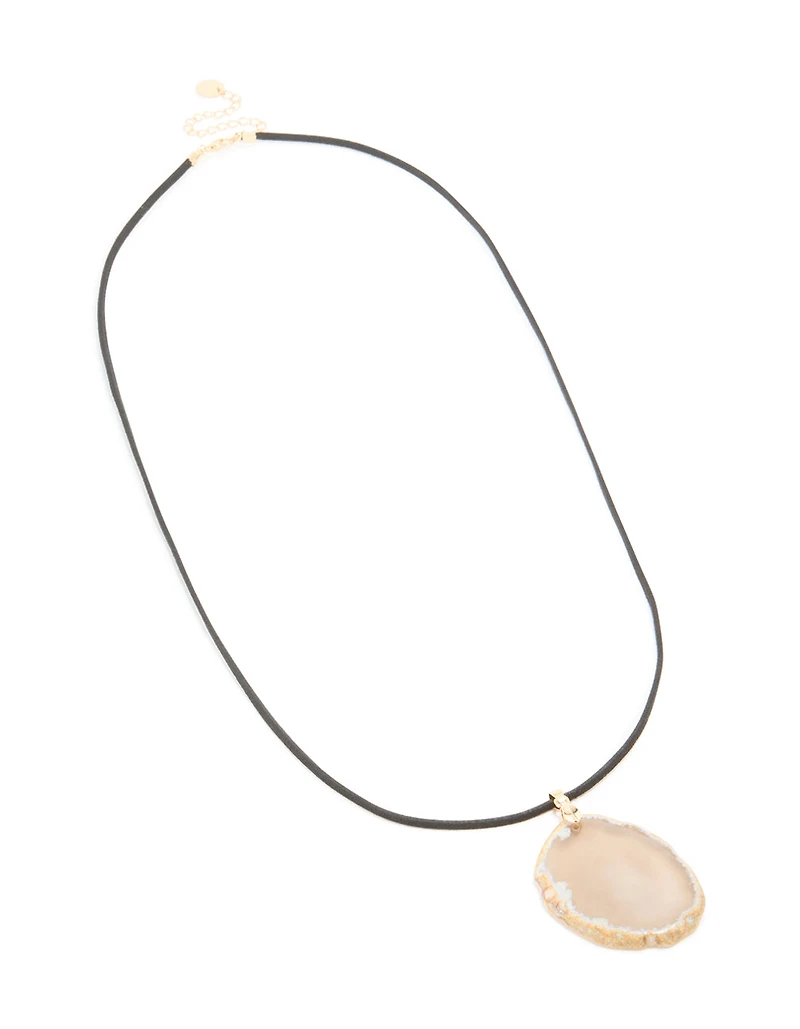 Stone Large Pendant Cord Necklace