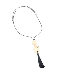 Gold Beaded & Black Tassel Long Necklace