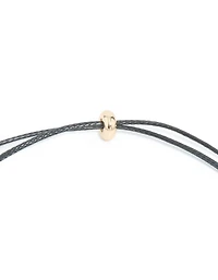 Gold Beaded & Black Tassel Long Necklace