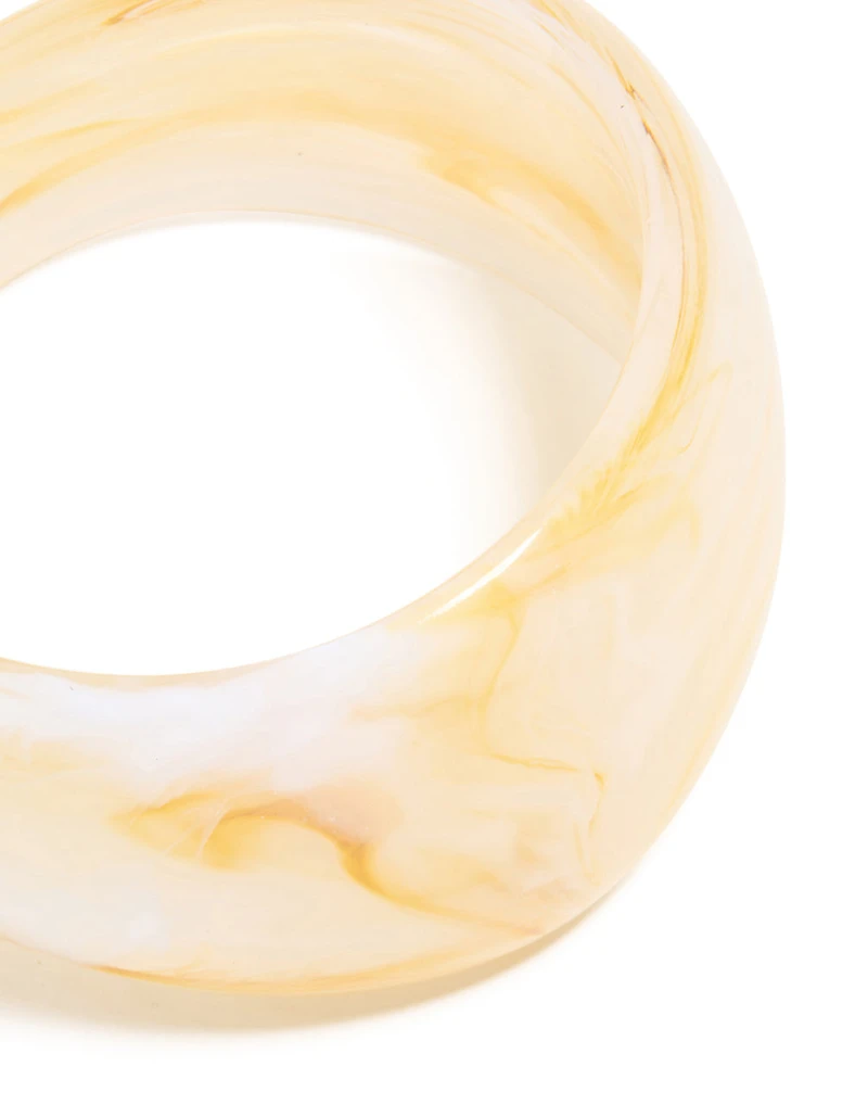 Cream Marbled Acrylic Statement Bangle
