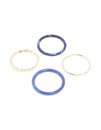 Gold Textured & Marbled Blue Bangles 4-Pack