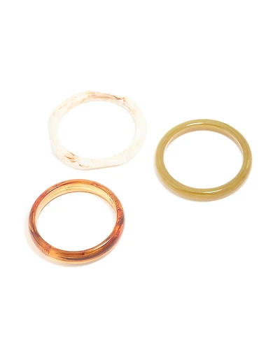 Gold Brown & Cream Acrylic Statement Large Bangles 3- Pack