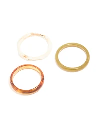 Gold Brown & Cream Acrylic Statement Large Bangles 3- Pack