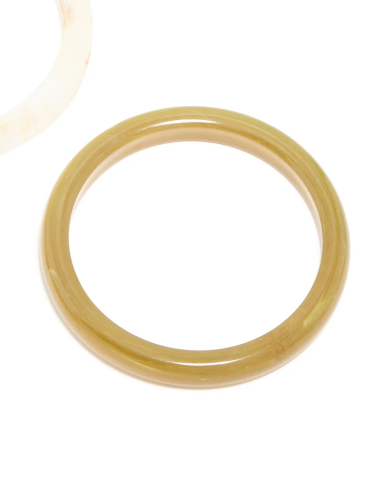 Gold Brown & Cream Acrylic Statement Large Bangles 3- Pack