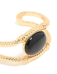 Gold Black Stone Textured Wrist Cuff